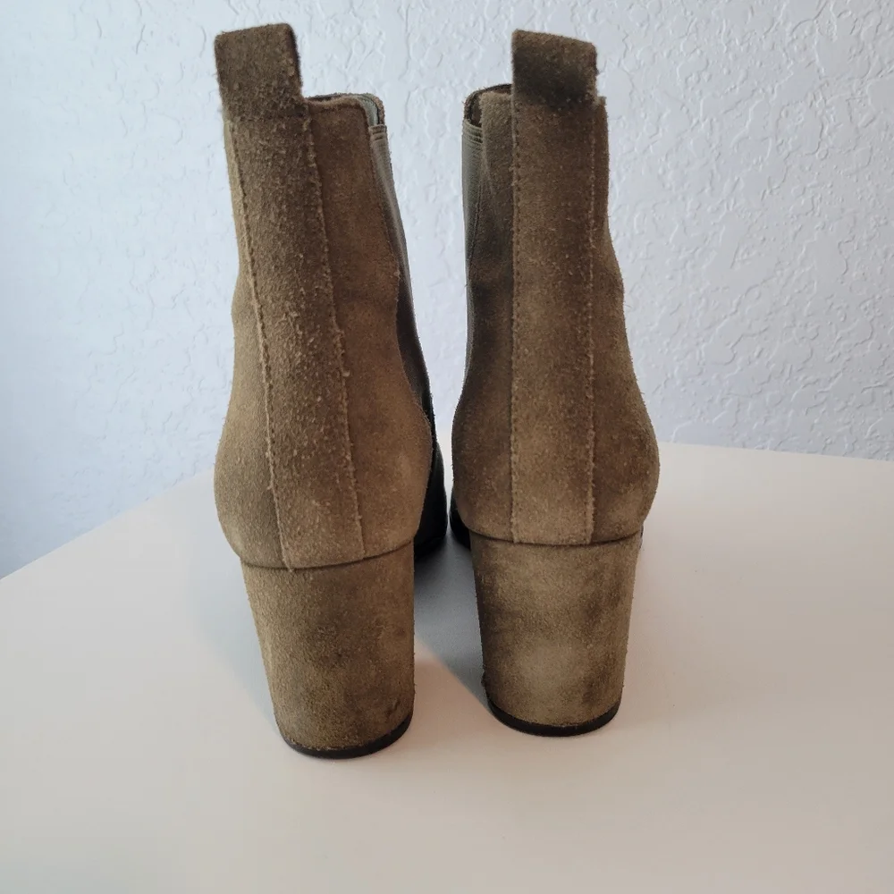 MICHAEL KORS MARIS SUEDE POINT TOE BOOTIES IN GREEN SIZE 7.5